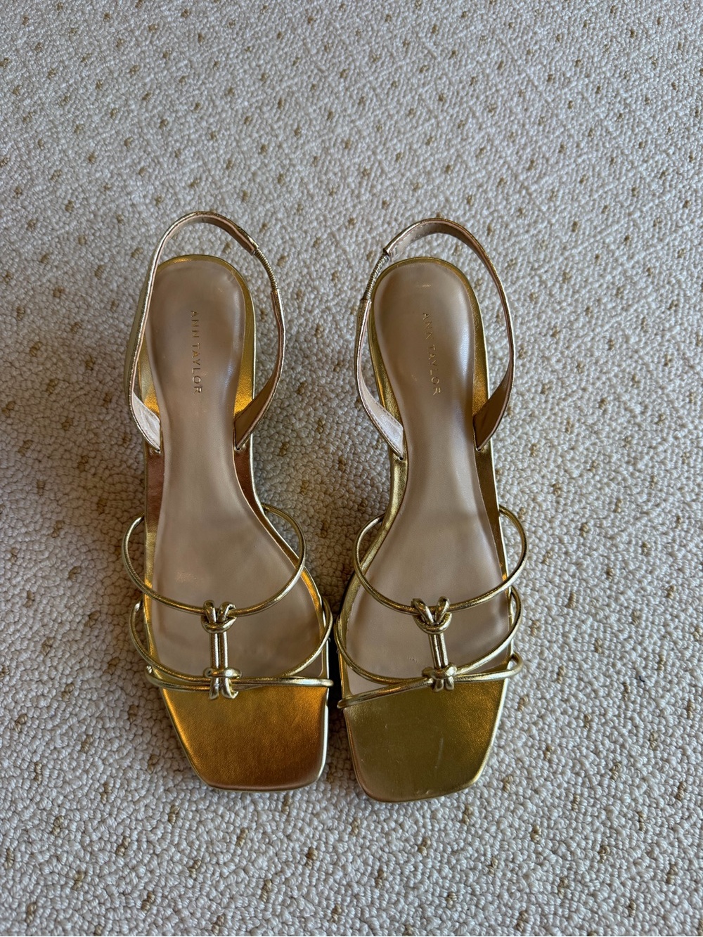 Ann Taylor Metallic Gold Strappy Slingback Sandals